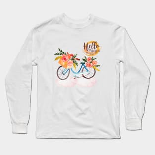 watercolor flower bicycle Long Sleeve T-Shirt